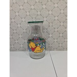 Vintage Anchor Hocking Winnie the Pooh Garden Glass Jar Container with Lid